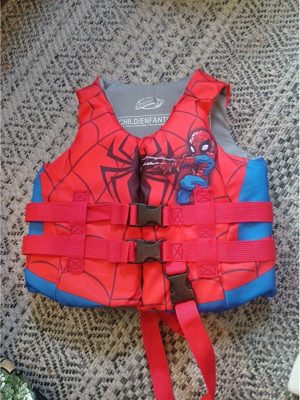Swimways Marvel comics Spider-Man child Swim vest Coast Guard approved 35-55 LBS